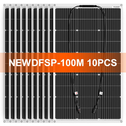 18V 10Pc 100W Flexible Solar Panel Monocrystalline Solar Panel for Car/Home Waterproof Charge 12V 1000W Solar Panel