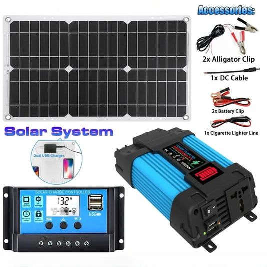 6000W Solar Inverter Solar Panel System DC 12V to AC 110V-220V Solar Improved Sine Wave Converter Intelligent Battery Charging