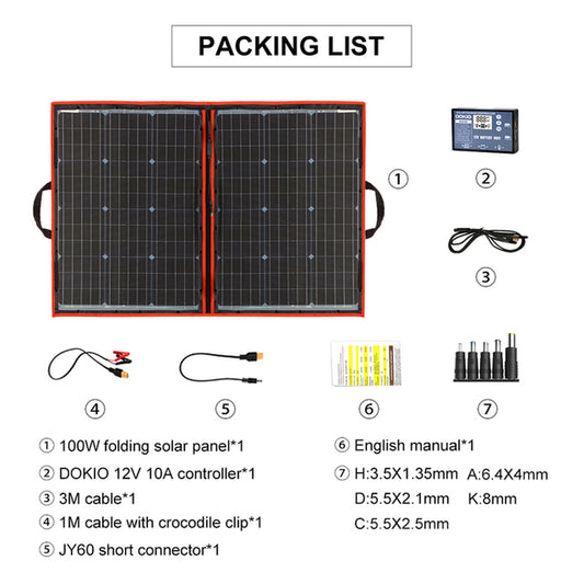 18V 100W Solar Panel Flexible Foldble Solar Charge Mobile Phone Usb Charge 12V Outdoor Solar Panels for Camping/Boats/Home